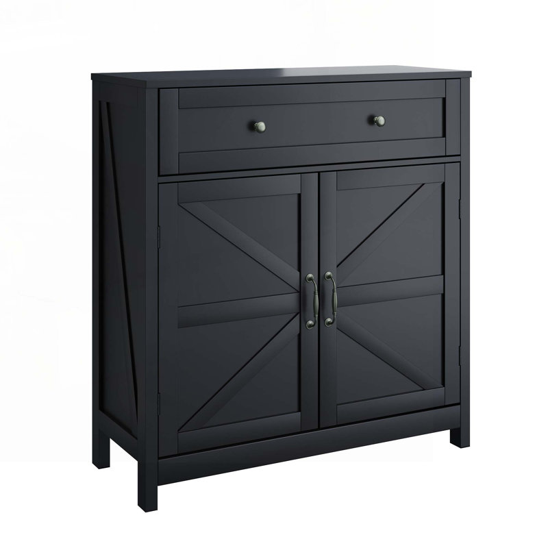 Console en bois avec armoire, tiroir