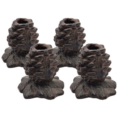 Ensemble de 4 porte-bougies de 3,8 po de diamètre x 3,8 po brun