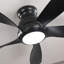 Ventilateur de plafond de 56 pouces à 5 pales en ABS avec ensemble de 3 lumières DEL de couleur, DC 6 vitesses, ventilateur de plafond à télécommande pour patio, salon, chambre à coucher, bureau, intérieur (noir mat)