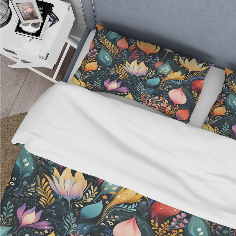 Abstract Greenery Botanical Pattern Duvet Cover, Twin Duvet Cover + 1 Standard Sham