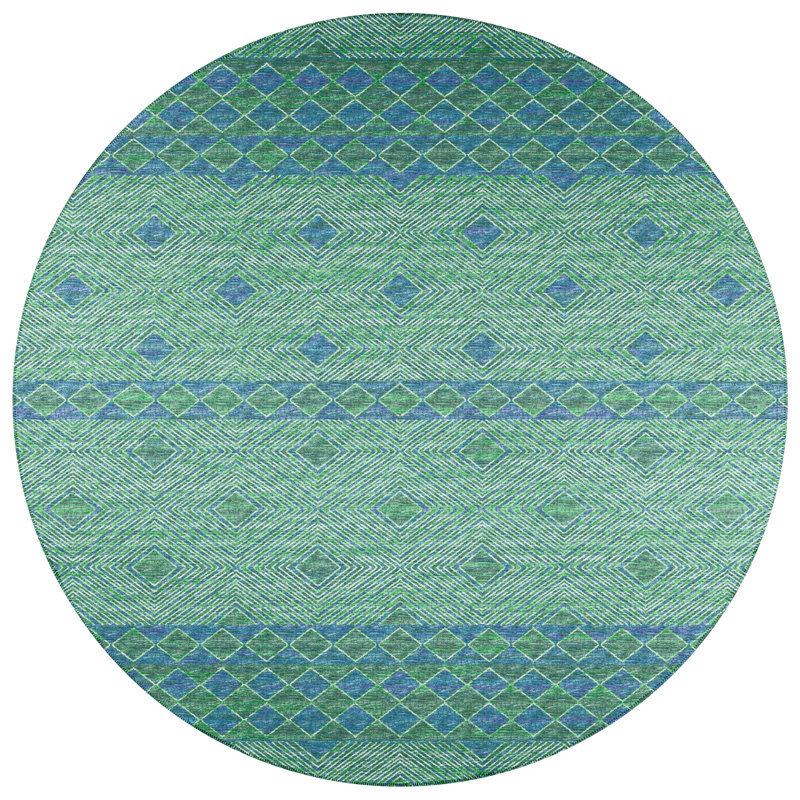Ancell Chenille Washable Geometric Rug, Round 8'