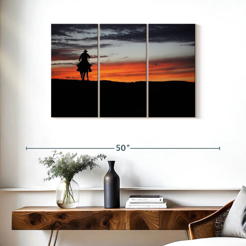 Lelar Cowboy At Dusk, 24" H x 38" W