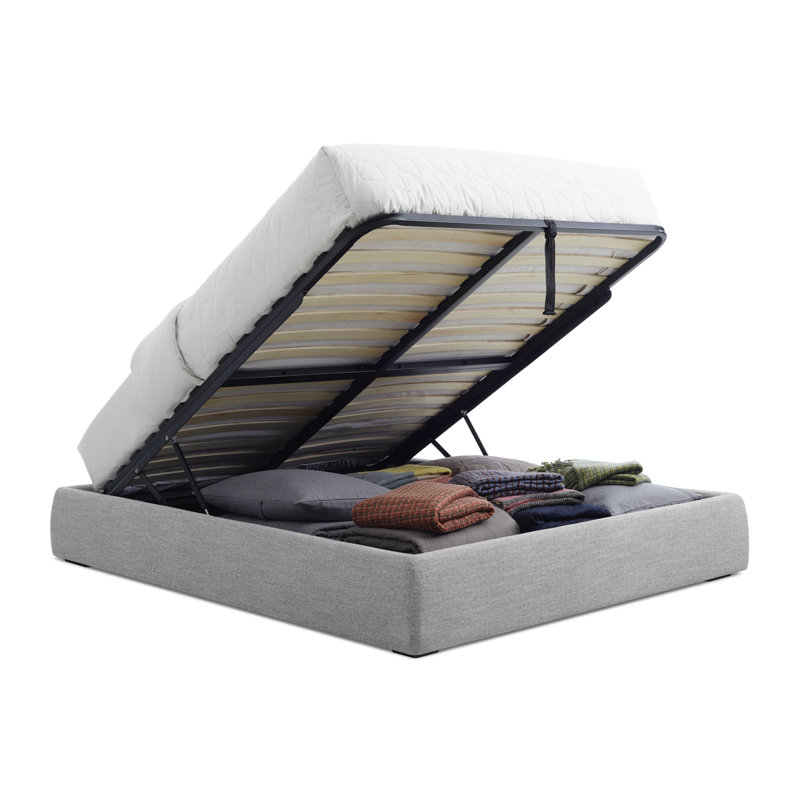 Lid Upholstered Storage Bed, Full, Thurmond Light Gray, Lift Up Storage