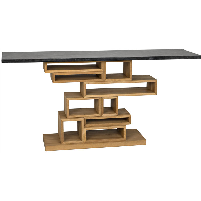 Balin 68'' Walnut Console Table with Black Marble Top