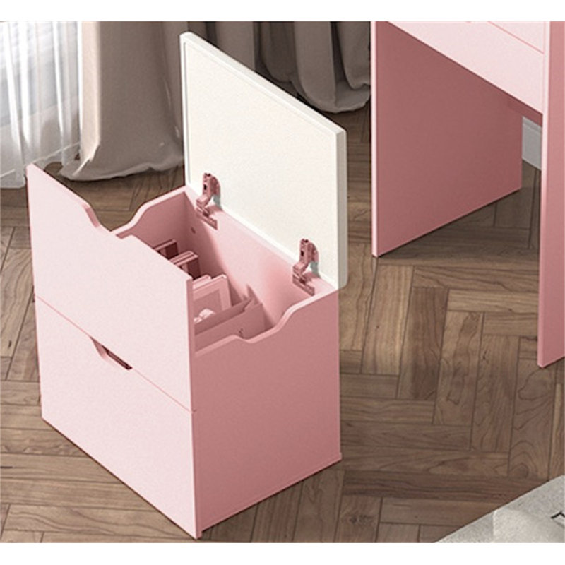 Coiffeuse et tabouret, ensemble de coiffeuse multifonctionnel 3-en-1, avec modes d'éclairage tricolore, miroir HD, deux tiroirs coulissants et tabouret de rangement caché