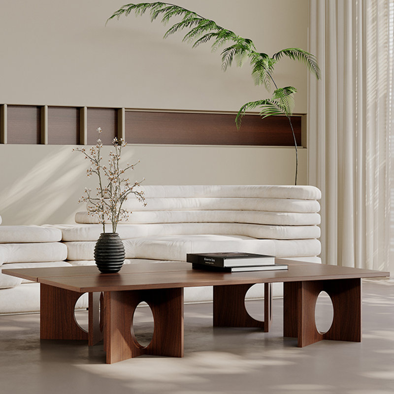 Table basse en bois massif de style moderne, H 11,80 po x L 51 po x l 31,5 po, Brun