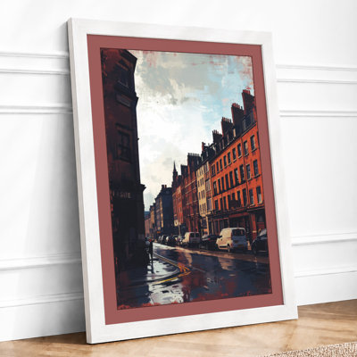 Wet City Street Modern - Framed Print
