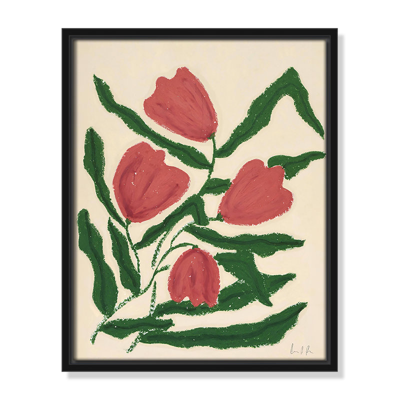 «Colette Red Tulips Print» par Camilla Bergqvist, Noir, H 15,5 po x l 12,5 po