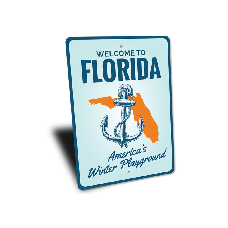 Panneau en aluminium «Florida Welcome», H 18 po x l 12 po x P 0,06 po