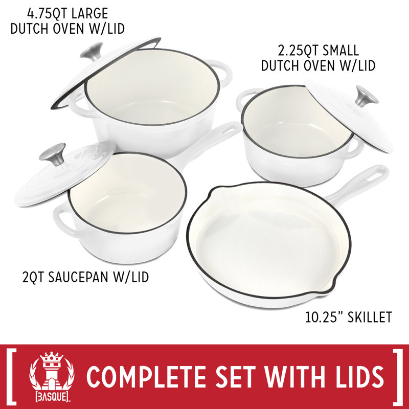 Basque 7 - Piece Non-Stick Enameled Cast Iron Cookware Set & Reviews ...