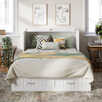 Fabiano Storage Murphy Bed with 6" Mattress, Storage and Built-in Charger