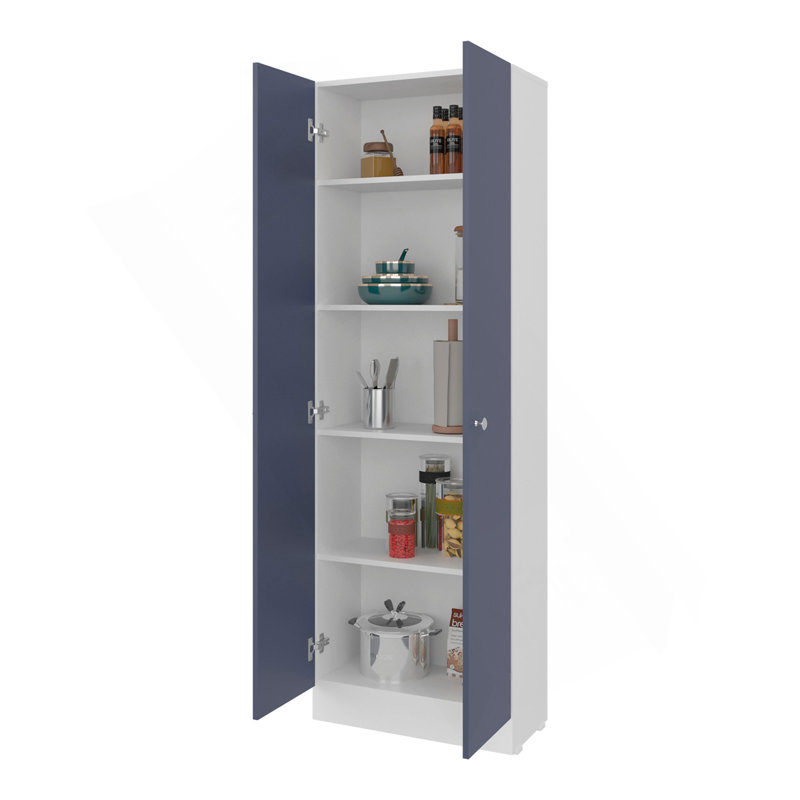 Kronos White And Kronos Blue Multi-Purpose Cupboard With Five Shelf