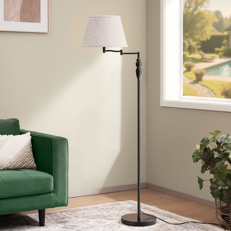 Lampe sur pied 63 po à bras pivotant réglable traditionnel pour le salon, la chambre à coucher