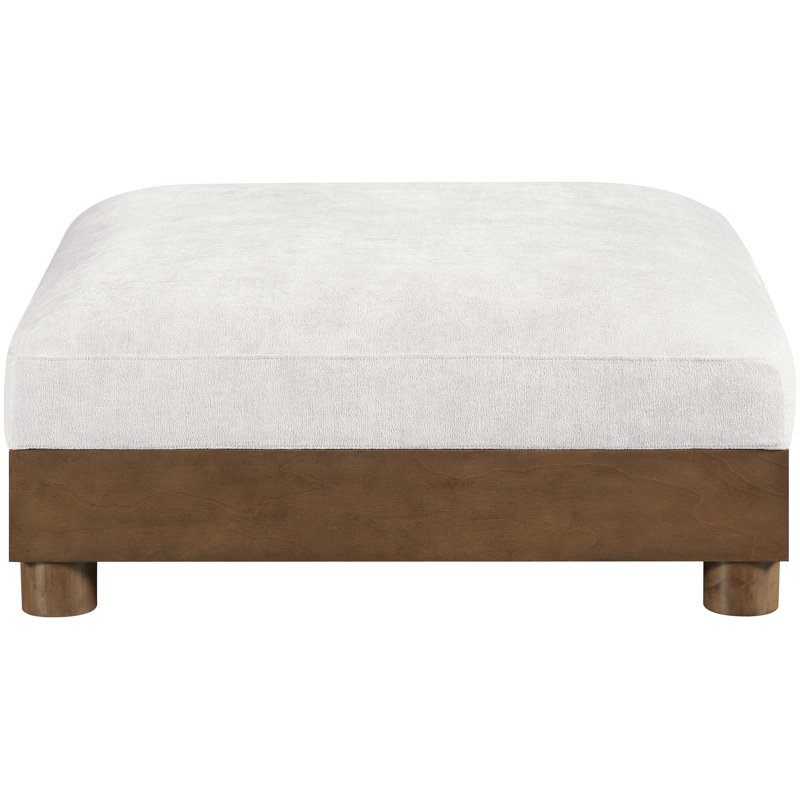 Repose-pieds modulaire en tissu Turin Chenille, Tissu chenille crème, Brun