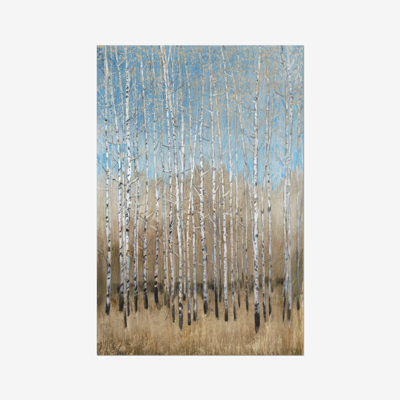 Dusty Blue Birches I by Timothy O' Toole - Painting, 91cm H x 61cm W, Wrapped Canvas