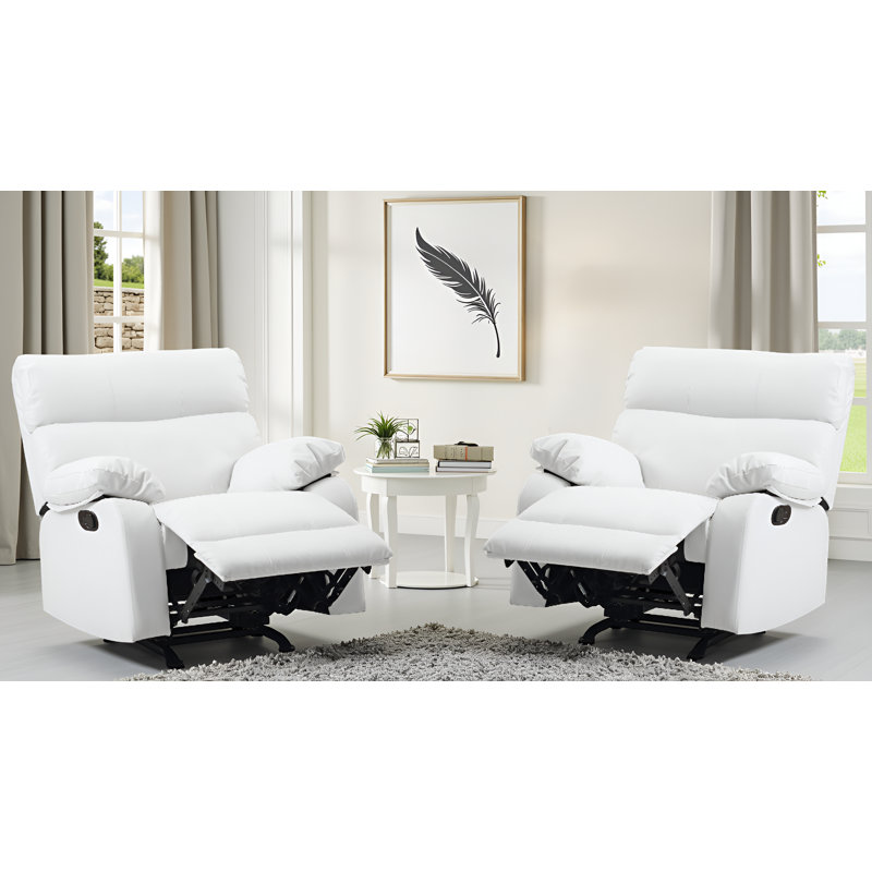 Ensemble de 2 fauteuils inclinables Larache, Blanc