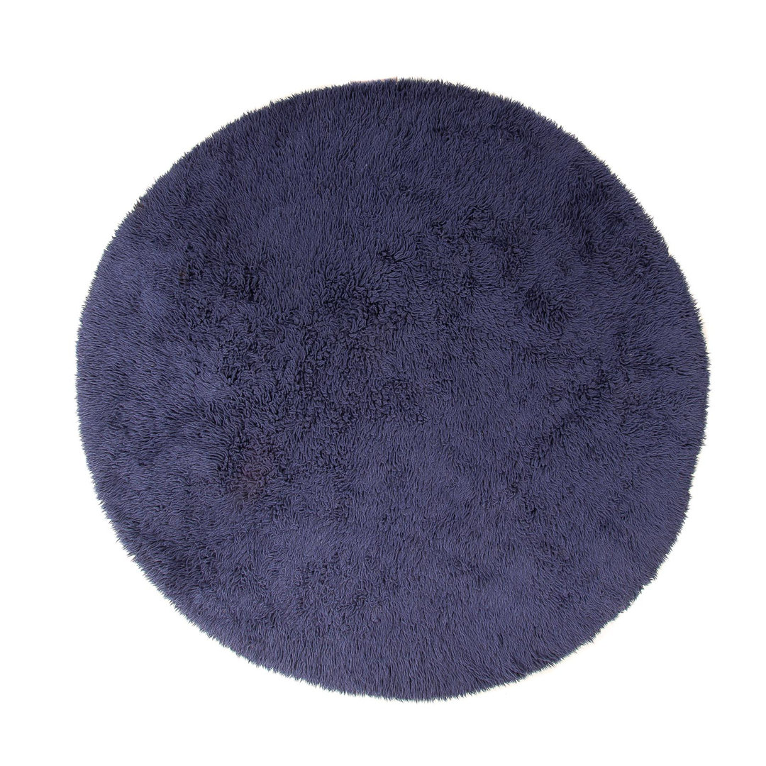 One-of-a-Kind Jasaiah Hand-Knotted 260cm Round Wool Area Rug in Dark Blue