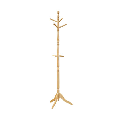 Moy 3 Tier Coat Rack With 10 Hooks, 72 Inch Natural Brown Solid Wood