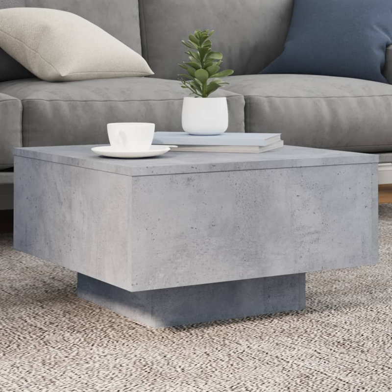 Jlea Pedestal Coffee Table, Concrete Grey, 31cm H x 55cm L x 55cm W
