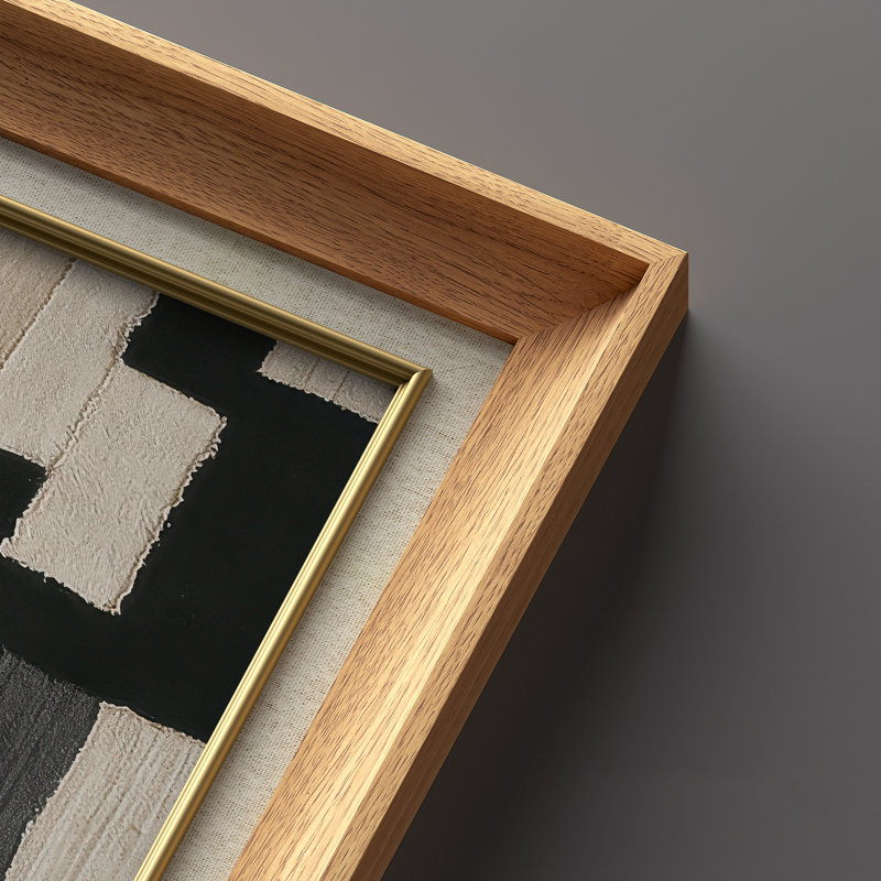 Neutre patchwork abstrait beige et gris anthracite contemporain - ensemble de 2 reproductions d'art encadrées de qualité supérieure sur papier 26 po x 36 po