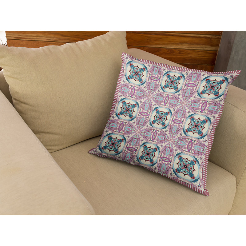Geometric Linen Reversible Throw Pillow, Cotton Twill, Light Pink