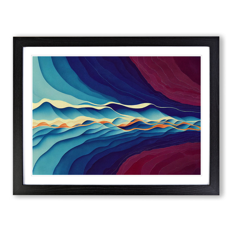 Watercolour Soundwave Vol.1 Abstract - Single Picture Frame Print, 34cm H x 46cm W, Black