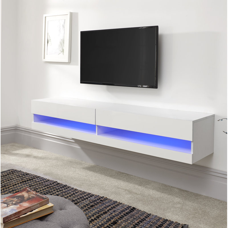 Allon Unfinished Floating TV Stand, White, 30cm H x 150cm W x 38cm D