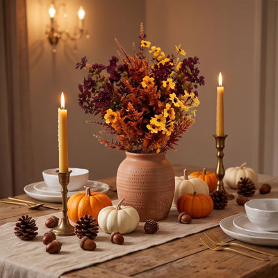 Décoration d'automne : Fougère violette persane brune, imitation de fleurs vertes artificielles, combinaison de 20 branches