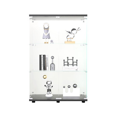 Two-door Glass Display Cabinet In Black, 49.3"x31.7"x14.3". For Living Room, Bedroom, Office. Stores Bags, Shoes, Figures, Photos, Books. Easy To Install, - Black Cabinet, 49.3"x31.7"x14.3" - Medals,