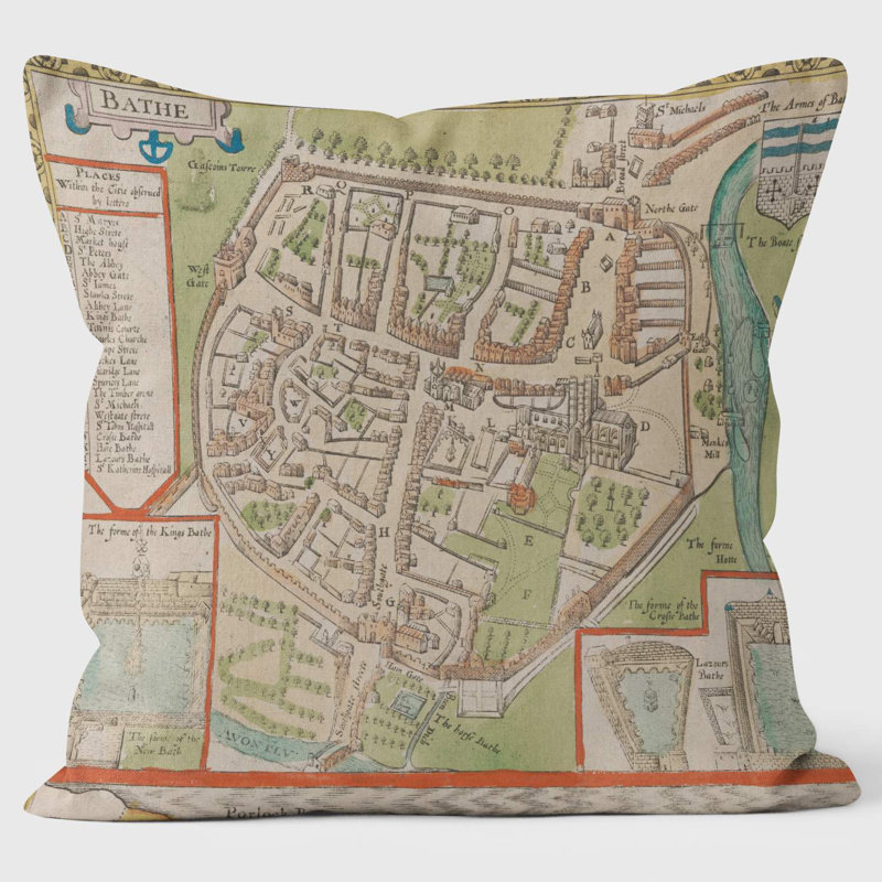 1680 Bathe Map British Library Cushion