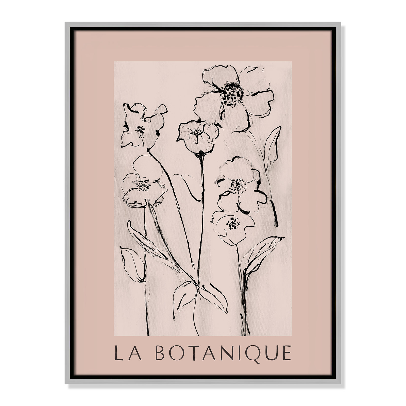 Riya "La Botanique" Print by Susan Jill, Silver Floater Frame, No, 25.5" H x 19.5" W x 2" D