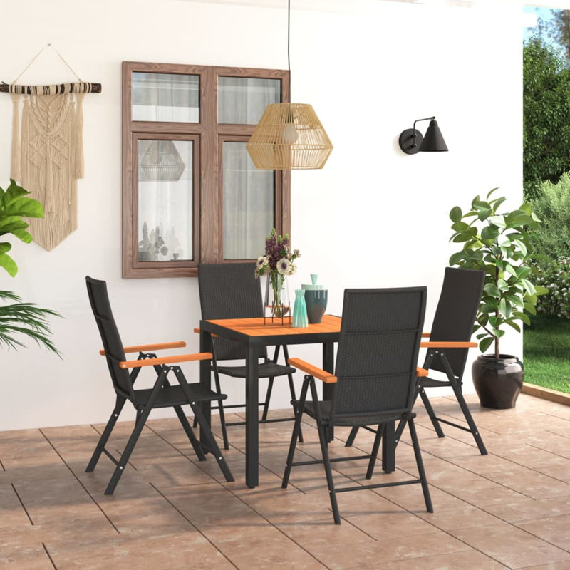 Rectangular 4 - Person Dining Set, Brown/Black, 31.1" L x 31.1" W x 29.13" H