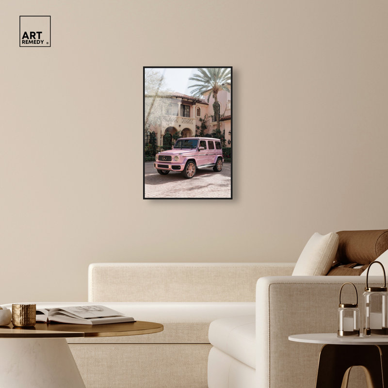 "Rose Wagon", reproduction d'art acrylique encadrée par Art Remedy, cadre noir, 24 x 36, H 37 po x l 25 po