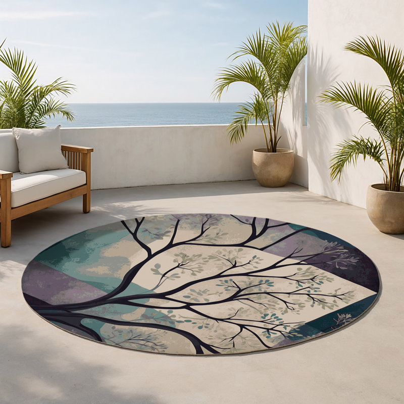 Tapis intérieur et extérieur Starlight Vines, Rond 5 pi