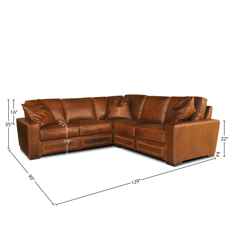 Downtown Cowboy Sectional, Right Hand Facing, Graphite Coyote Genuine Leather