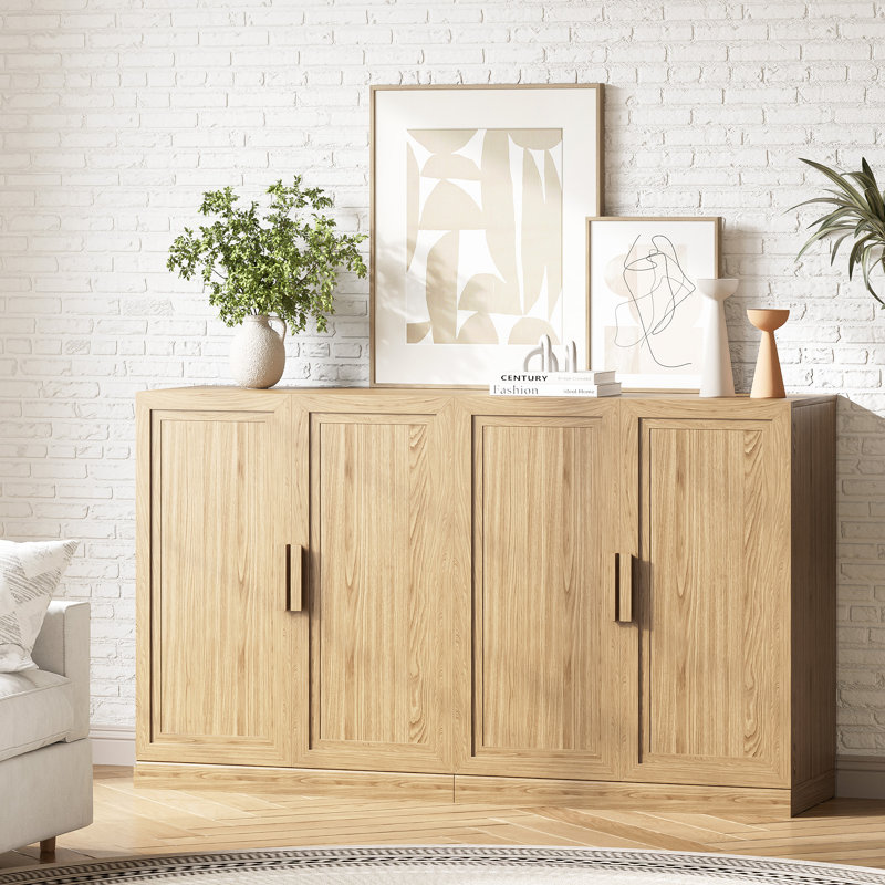 Buffet 2 portes en bois avec rangement Buffet, Couleur naturelle