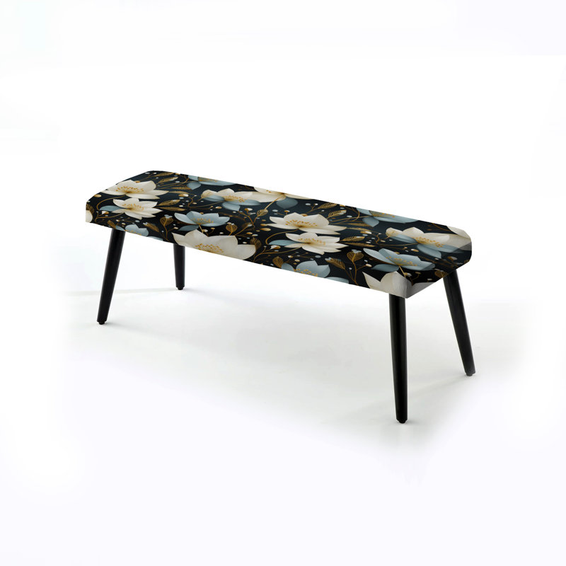 Ivoire élégant motif floral - banc rembourré floral noir