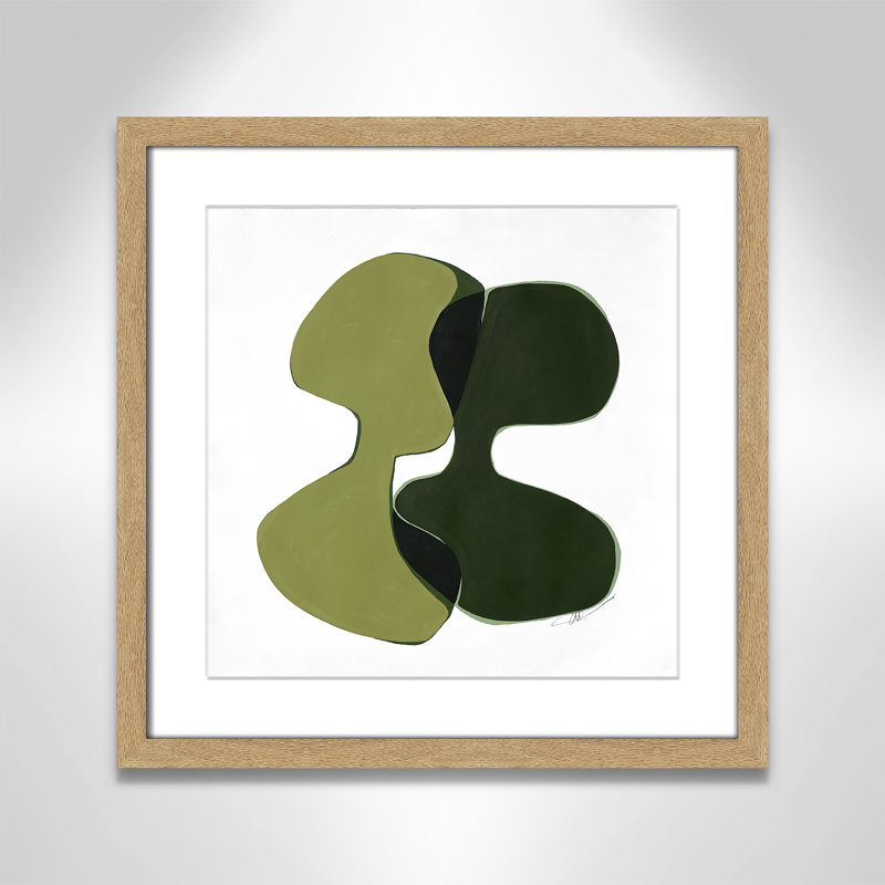 «Unity Green I Print» par Casa Fine Arts, H 17 po x l 17 po x P 1,25 po, Impression encadrée naturelle avec passe-partout