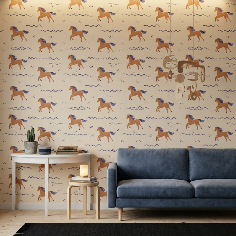Papier peint décoratif scandinave Horses, Non tissé, non collé