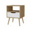 Table de chevet en chêne naturel et blanc avec rangement ouvert