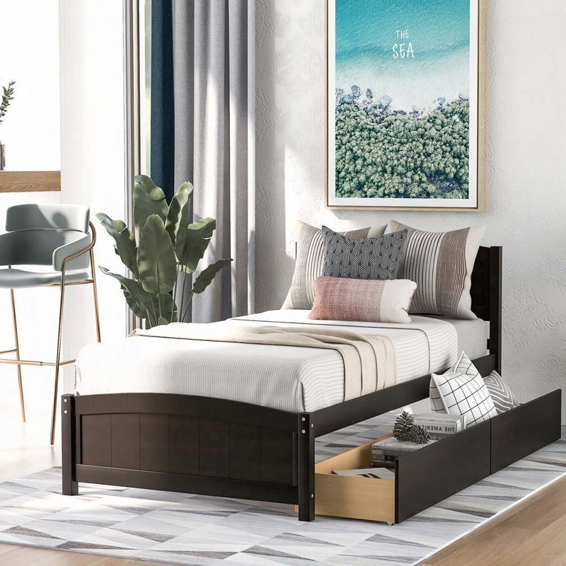 2-Drawers Storage Bed, Espresso