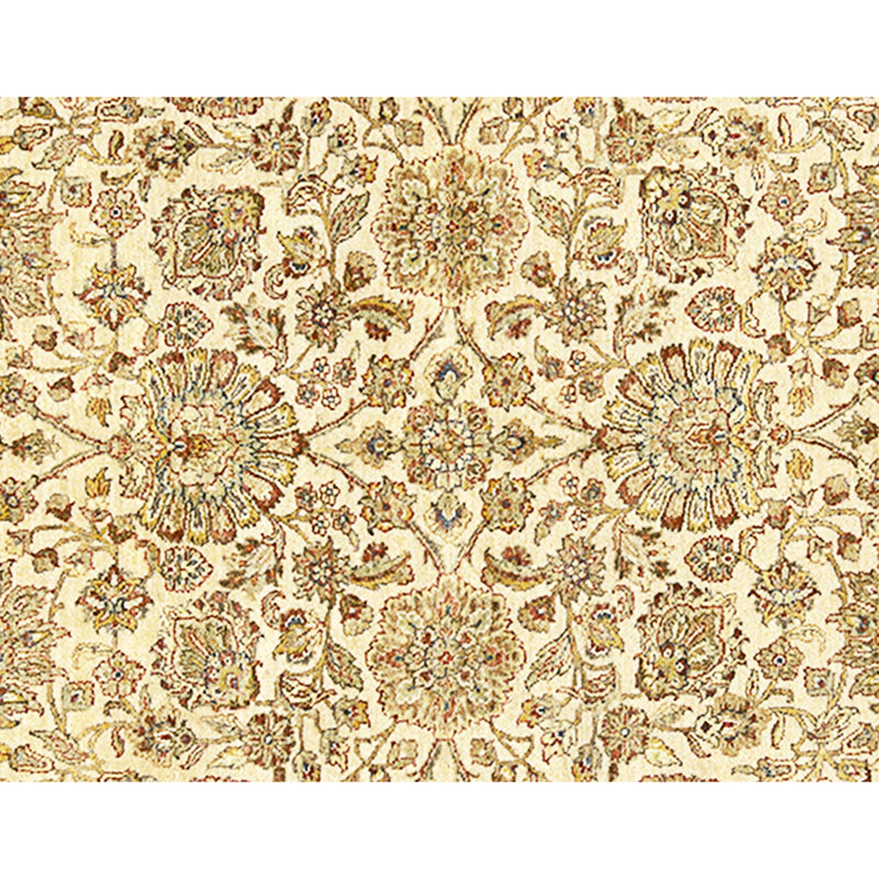 Hand Knotted Wool Area Rug in Camel And Cream
