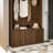 All-in-One Hall Tree with Adjustable Shelves, Retro Arched Entryway Storage Bench with 3 Cabinets-1355948928
