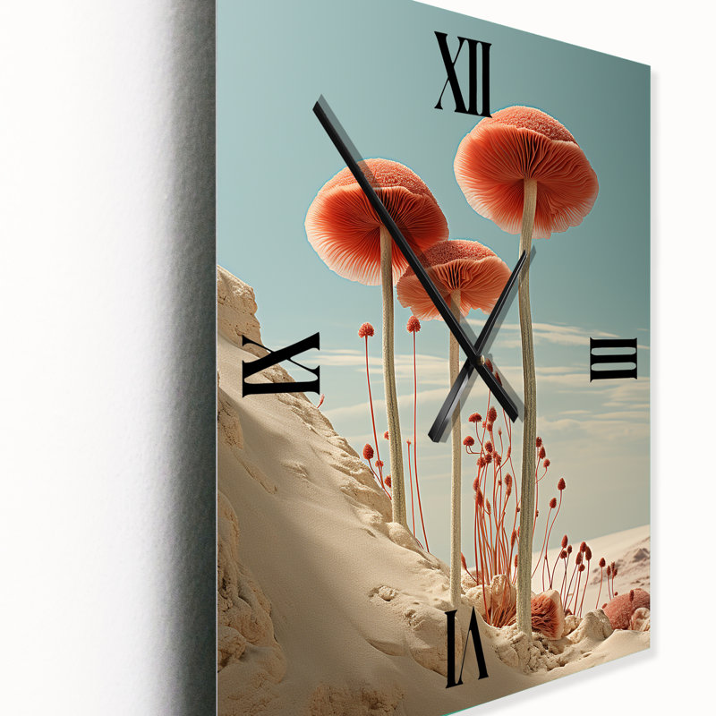 Horloge murale de cuisine rouge Serenity By The Beach - Mushroom, Petit