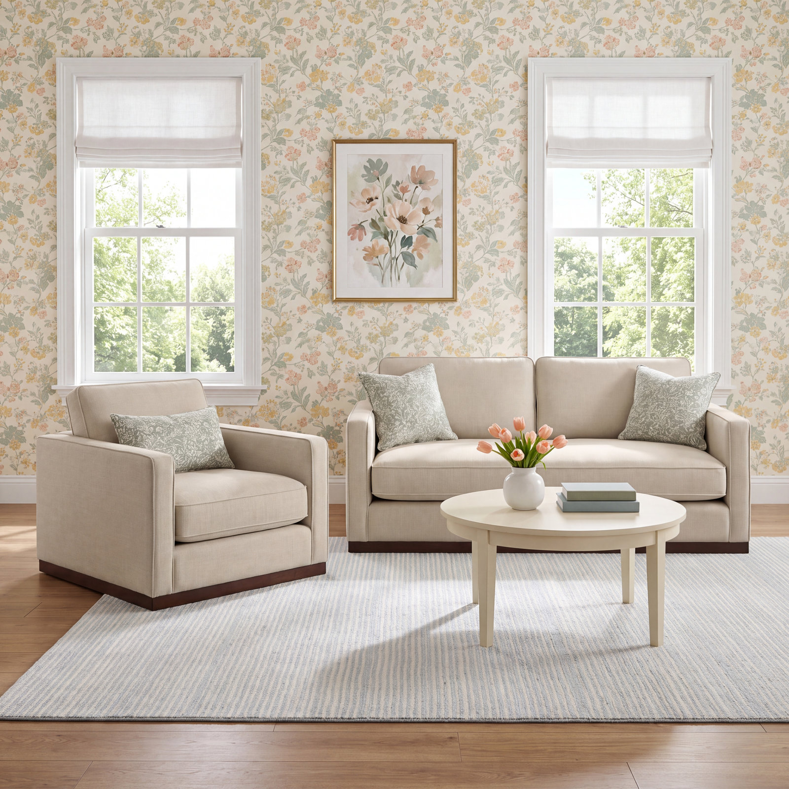 Bobbi 2-Piece Linen Living Room Set, Effie Flax Performance Linen
