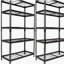Ensemble de 2 tablettes de rangement à 5 niveaux, étagères de garage robustes, étagères réglables, tablette en acier, assemblage sans boulon, pour garage, remise, noir