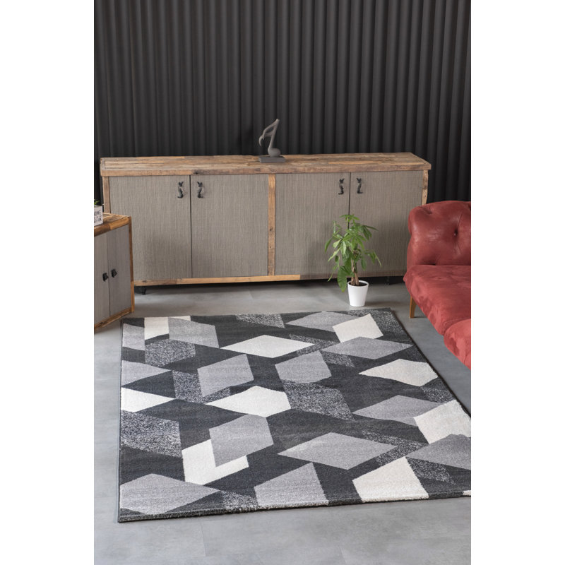 Ave Geometric Machine Made Indoor / Outdoor Area Rug, Rectangle 1'11" x 3'11"