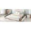 Grand lit plateforme tapissier avec lit gigogne simple et deux tiroirs