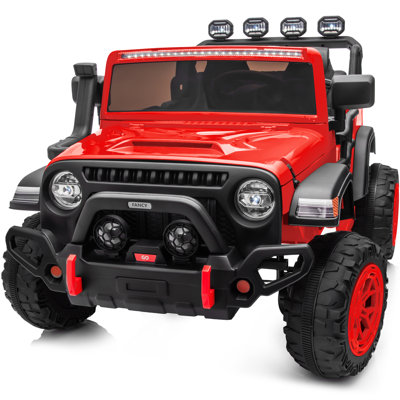 Outfunny 2-Seater Ride on Car Truck, 24V 2WD Ride on Toy Electric Car for Kids  w/Remote and Bluetooth ,Red