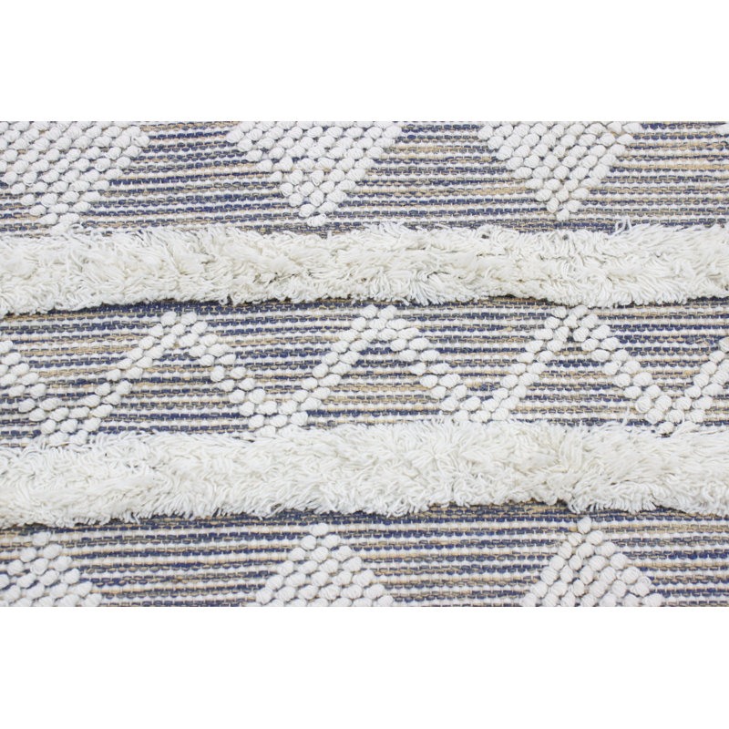 Ivory Geometric Hand-knotted Wool Rug, 3'6" x 5'6"